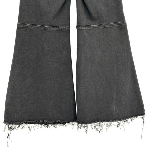 Free People We The Free Wide Leg Raw Edge Hem Jeans Black Size 29 - Picture 7 of 9